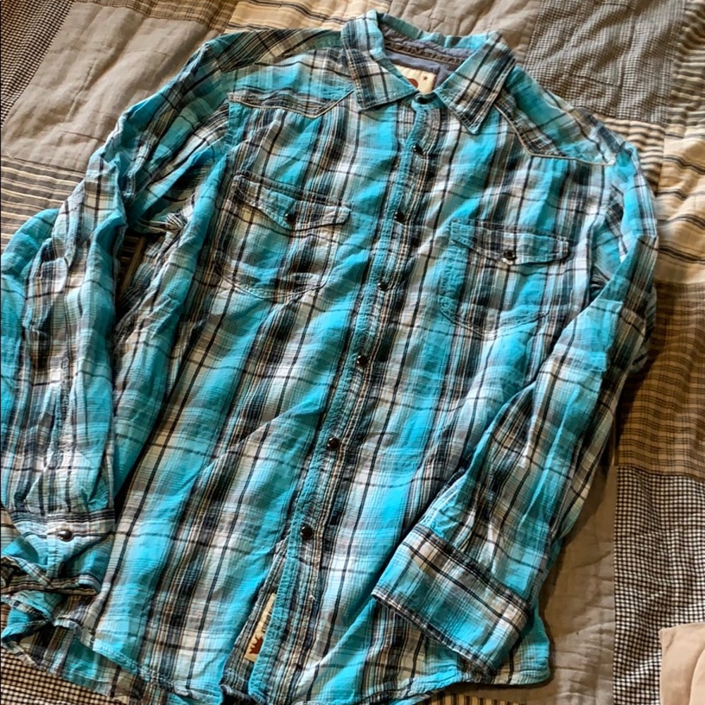 Blue plaid button down